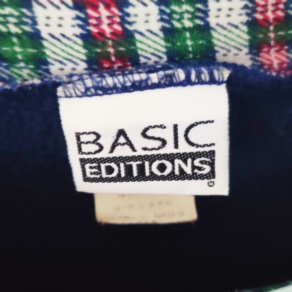 ๐SOLD๐ VINTAGE 80s Teddy Bear Plaid Mock Neck Navy Crewneck Sweater XXL - Picture 9 of 9